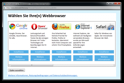 Browserwahl f&uuml;r Windows